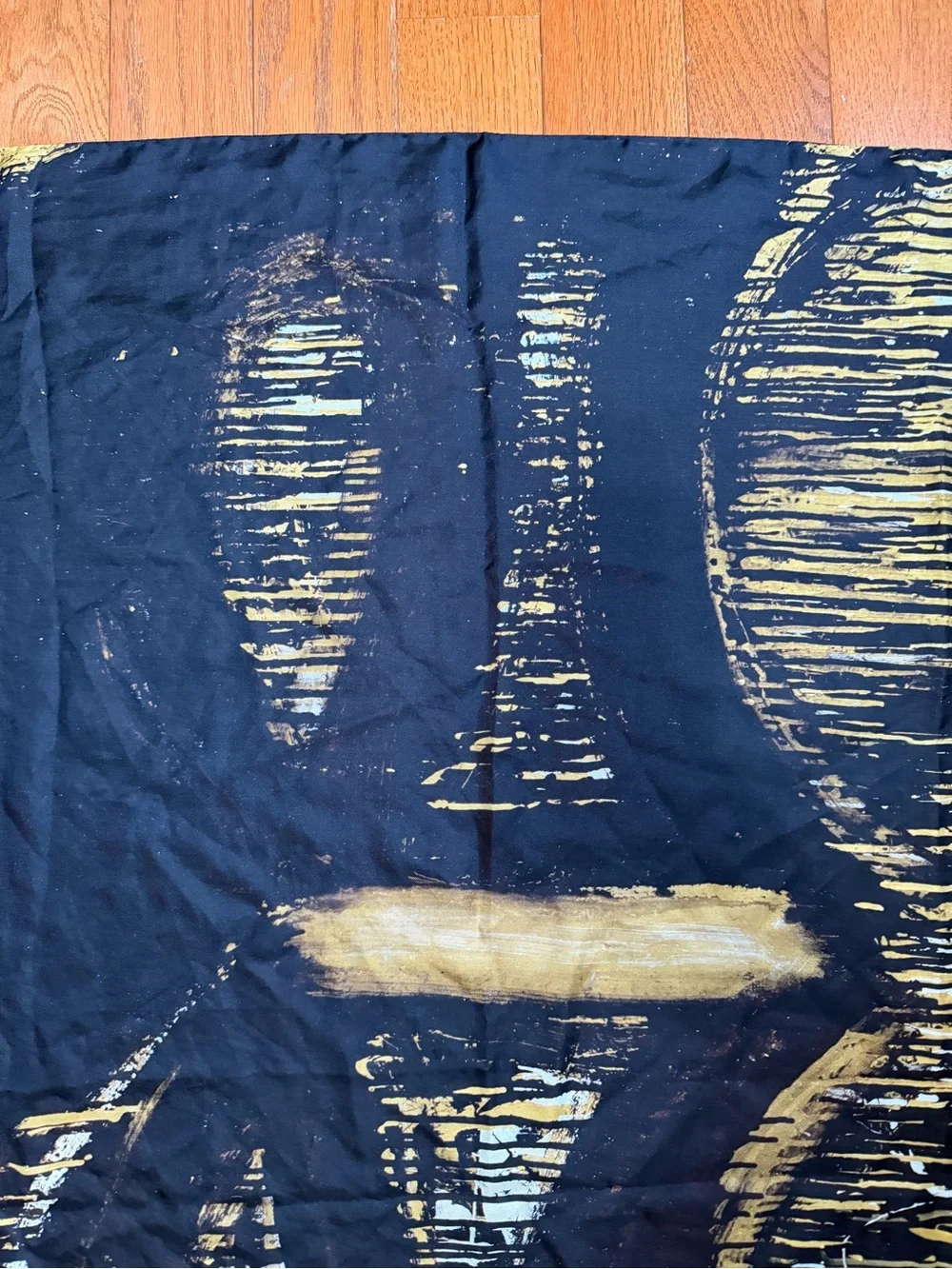 Suistudio by Suitsupply 100% Silk Square Scarf Black Gold Abstract Print